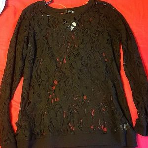 A.N.A black long sleeve laced top.